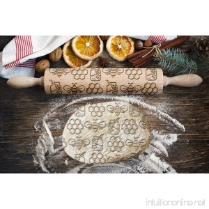 Bee pattern engraved rolling pin for cakes and cookies kitchen tool original shape - B07DW8FY15